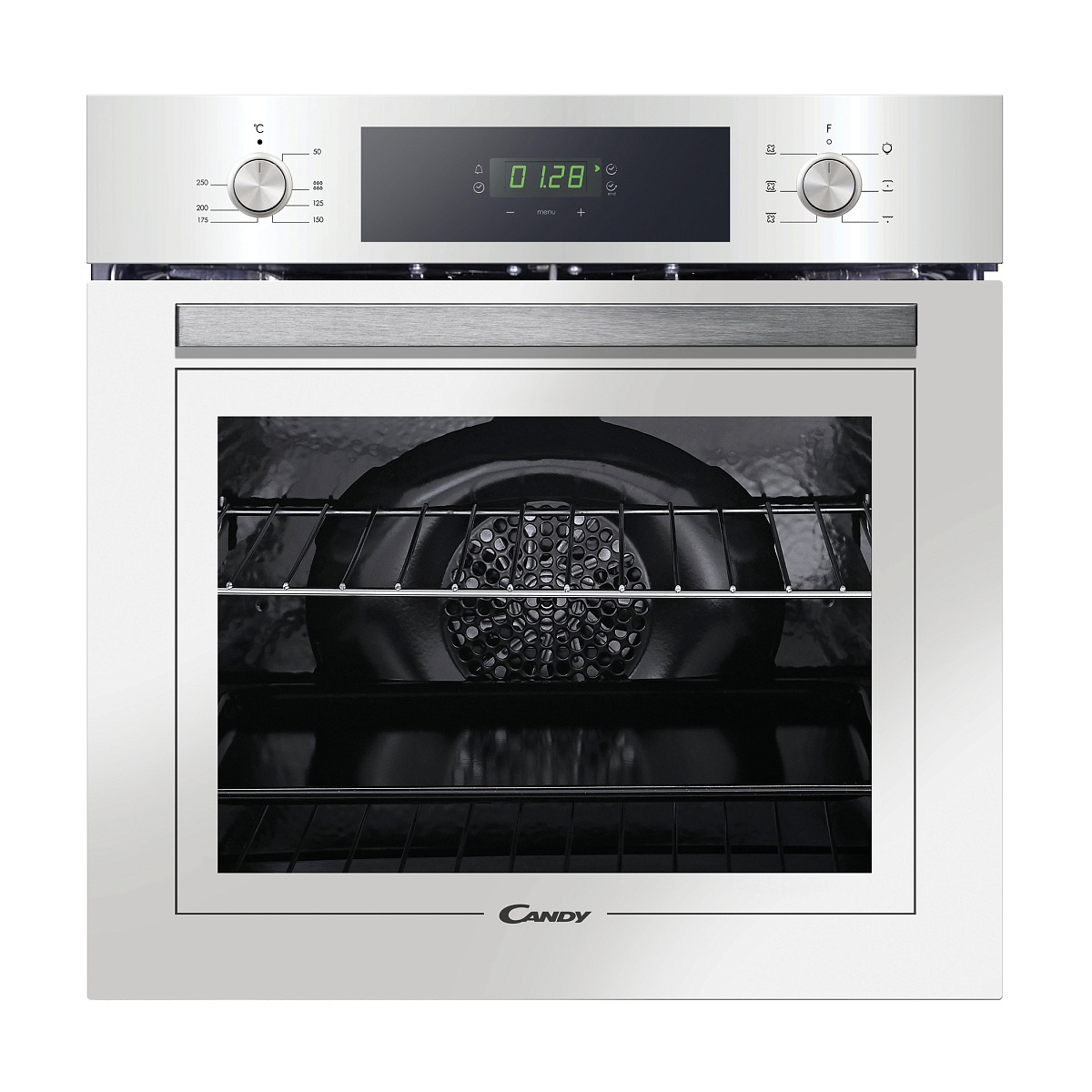 Духовой шкаф Candy FCT615WXL (Moderna / 65 л / до 245 °C / Белый, стекло / Aquactiva / Гриль / Металлические направляющие / A)