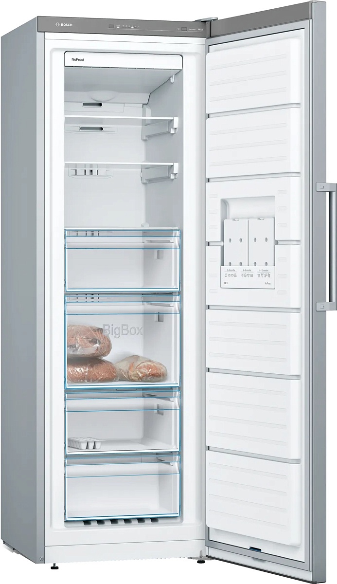 Морозильная камера Bosch GSN33VLEP (Serie4 / Объем - 225 л / Высота - 176 см / A++ / Нерж. сталь / NoFrost / однодверная)