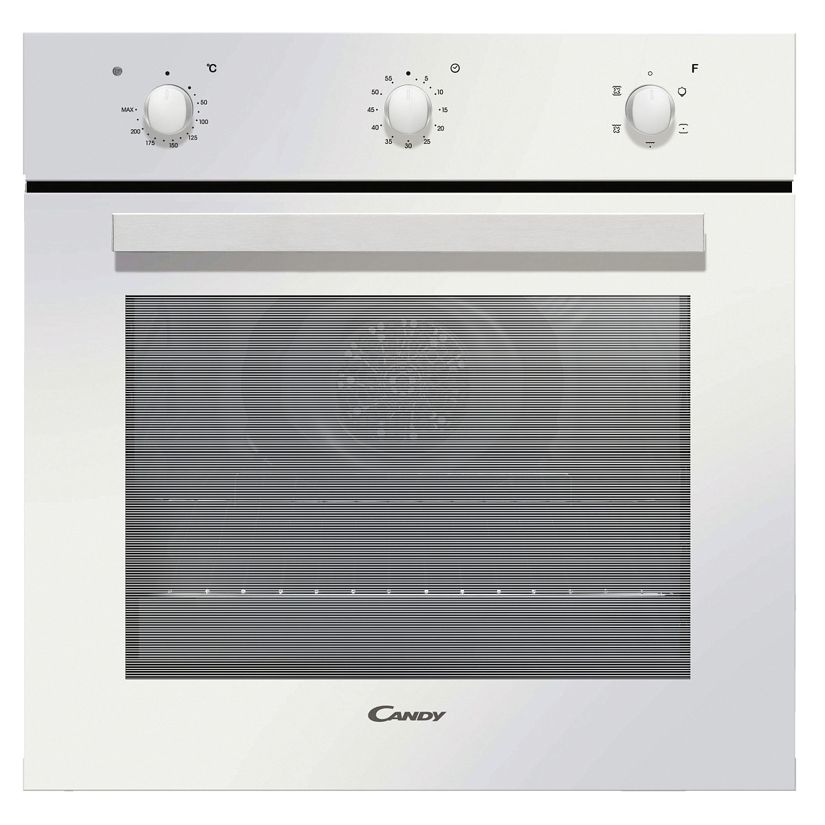 Духовой шкаф Candy FCP502W/E (Timeless / 65 л / до 250 °C / Белый, стекло / Гриль / Рельефные направляющие / A)