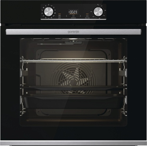 Духовой шкаф Gorenje BOSX6737E09BG (Essential / Чёрный / SilverMatte / IconLED / GentleBake / AquaClean / телескоп / каталит. на задней стенке)