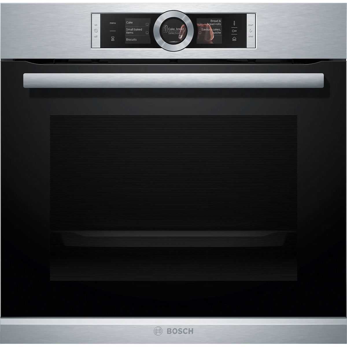 Духовой шкаф с добавлением пара Bosch HRG656XS2 (Serie8 / нерж / Термощуп / EcoClean/ TFT-дисплей / SoftClose/ 4D-HotAir / Пар)