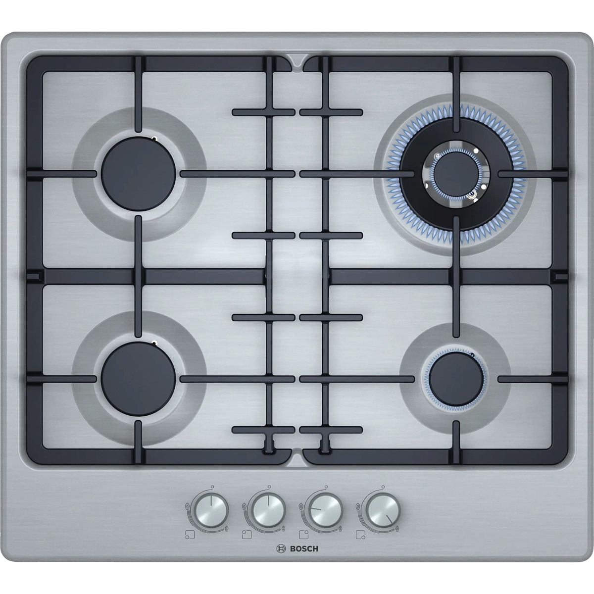 Поверхность газовая Bosch PGH6B5O92R (Serie4 / нерж / чугун / WOK)