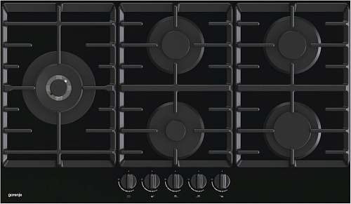 Поверхность газовая Gorenje GCW951B (Чёрное стекло / Чугунные решетки / WOK / 5 комфорок)