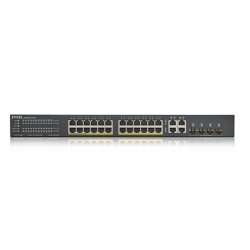 Коммутатор Zyxel GS1920-24HPV2, Управляемый L2, 24xGE PoE+, 4xSFP, бюджет PoE 375 Вт, 