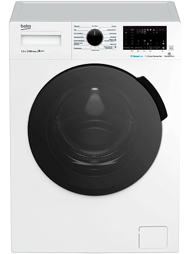 Стиральная машина Beko WSPE6H616W (44см / 6,5кг / 1200об / пар SteamCure™ / HomeWhiz®(Bluetooth) / Инверторный мотор ProSmart™ / A+++)-0