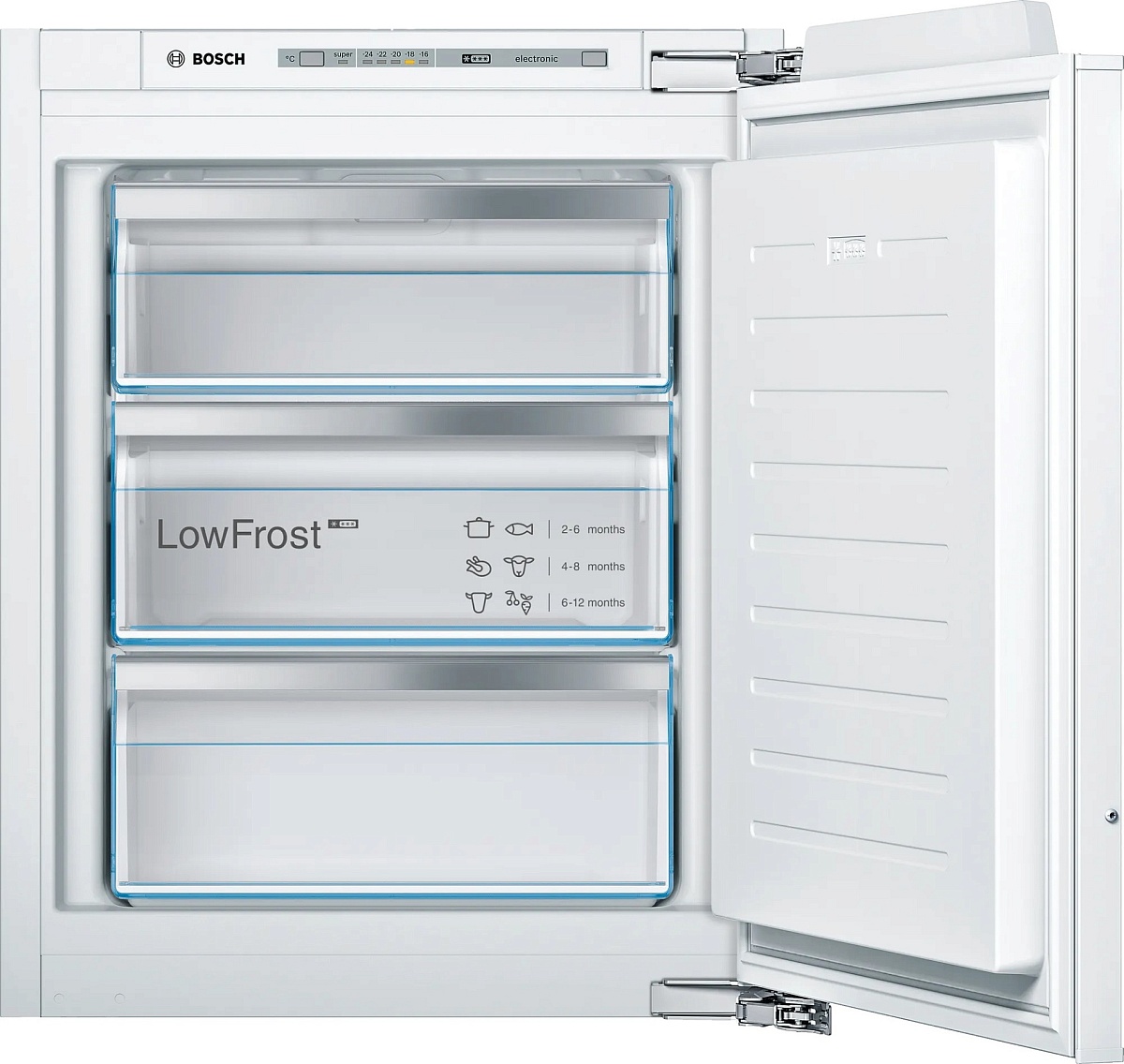 Морозильная камера встраиваемая Bosch GIV11AFE0 (Serie6 / Объем - 72 л / Высота - 71,2см / Белый / Fresh Sense / Low Frost / однодверная)