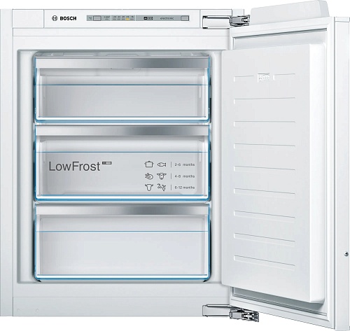 Морозильная камера встраиваемая Bosch GIV11AFE0 (Serie6 / Объем - 72 л / Высота - 71,2см / Белый / Fresh Sense / Low Frost / однодверная)