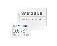 Память micro Secure Digital Card 256Gb Samsung EVO Plus 130 Мбайт/сек U3, V30, A2,  / с адаптером SD [MB-MC256KA/APC]