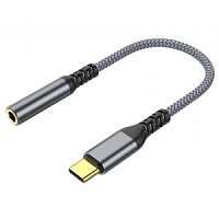 Адаптер-переходник премиум KS-is USB-C в AUX (KS-392P) USB-C папа/Jack3.5 мама, серебристый, длина - 0.12 метров