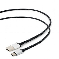 Кабель GEMBIRD USB Type-C - USB, плетеный, 2.5 метра, черный (ACT-USB2-AMCM-2.5)