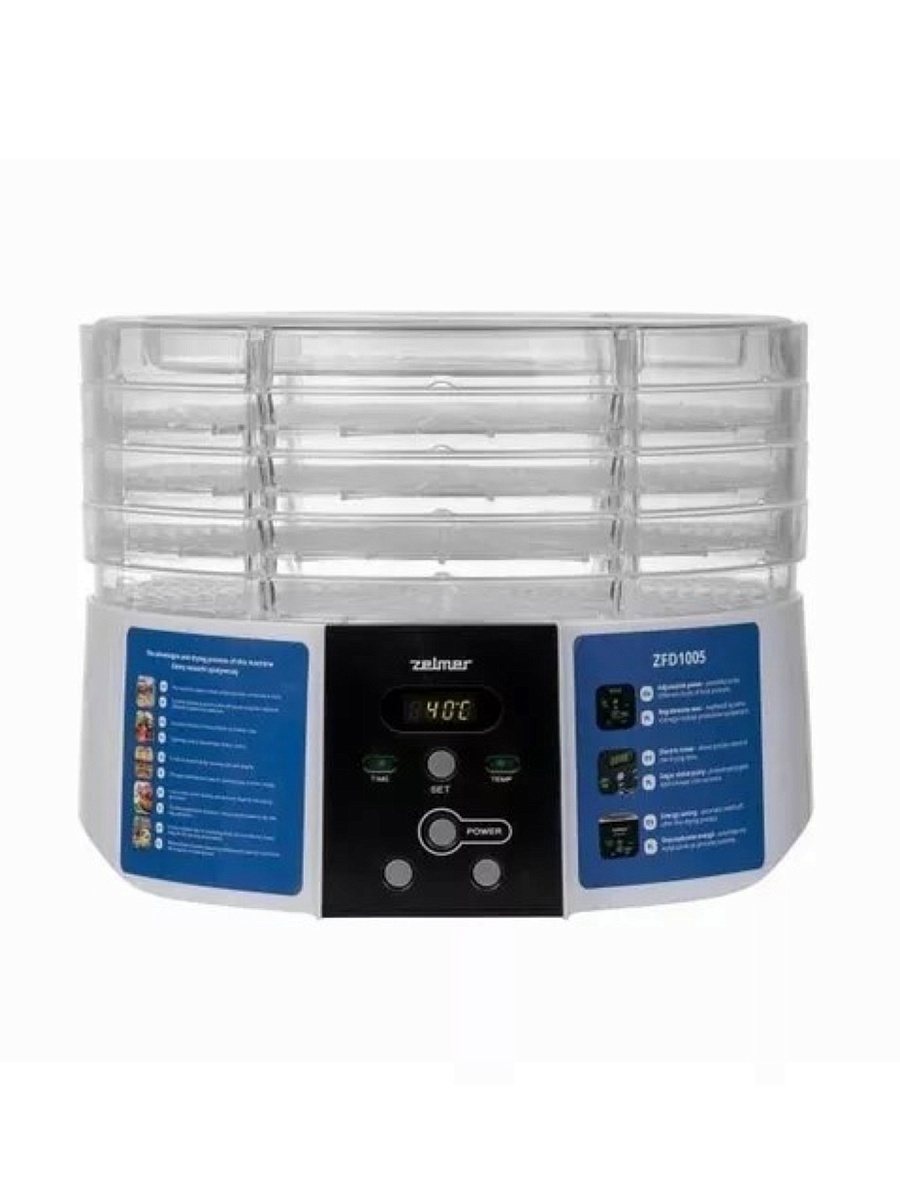 Сушилка для овощей Zelmer ZFD1005 (520 Вт, 40-70°C, 4 секций, регулировка температуры, дисплей, таймер)-0