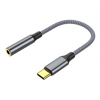 Адаптер-переходник KS-is USB-C в AUX (KS-392) USB-C папа/Jack3.5 мама, серебристый, длина - 0.12 метров
