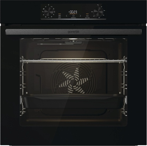 Духовой шкаф Gorenje BO6735E02BK (Essential / 77 л / до 300 °C / Чёрный, стекло / AquaClean / PerfectGrill / съемные направляющие / А / IconLED)