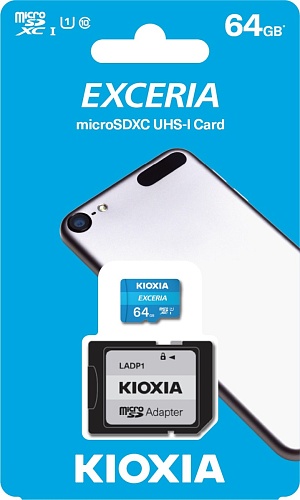 Память micro Secure Digital Card  64Gb class10 KIOXIA (Toshiba) / с адаптером SD [LMEX1L064GG2]