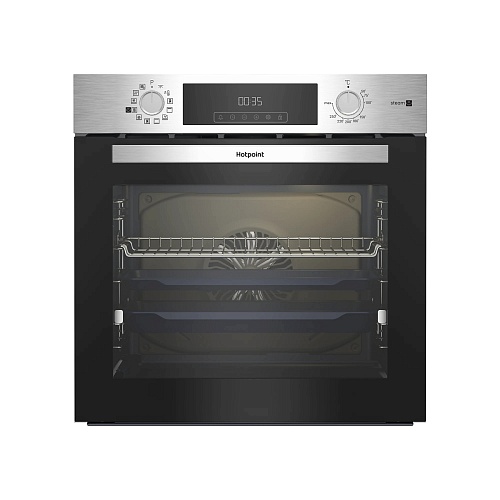 Духовой шкаф с добавлением пара Hotpoint HSTF 1231 JSAH IX (72 л / до 280°C / Нерж. сталь / Катализ / Гриль / Телескоп. направляющие (x1) / А+)-0