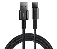 Кабель Baseus USB Type-C - USB Type-C, плетеный, 6А, 100W, 1 метр, черный (CATWJ-01) 