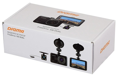 Видеорегистратор DIGMA FreeDrive 108 DUAL черный 1.3Mpix 1080x1920 1080p 140гр. GP2248 FD108D