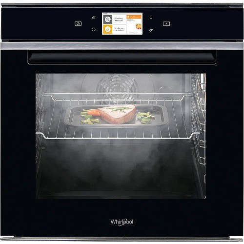 Духовой шкаф с добалением пара Whirlpool W11I OM1 4MS2 H (73 л / до 270 °C / Чёрный, стекло / SmartClean / Гриль / Телескоп. напр. / SoftClosing / A+)