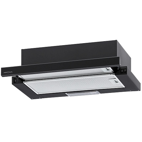 Вытяжка телескопическая KRONA KAMILLA 600 AIR 2B (1066 м³/ч / 2*90 Вт / галогенная лампа 1x28 Вт / ширина - 60 см / черный / стекло)-0