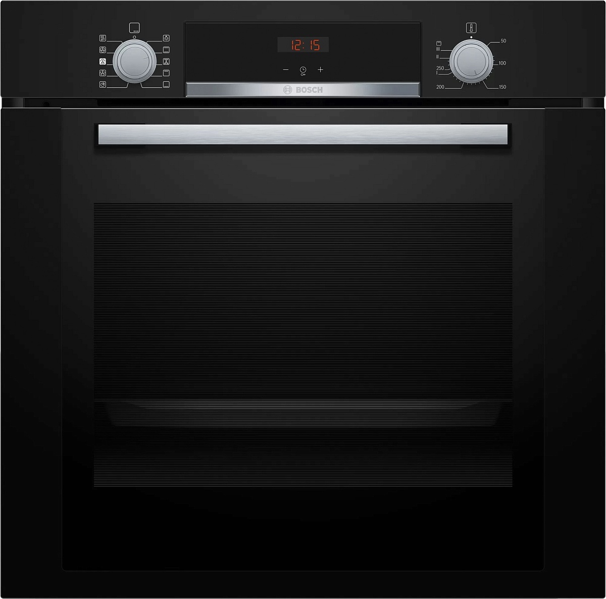 Духовой шкаф с добавлением пара Bosch HRA334YB0 (Serie 4 / 71 л / до 275 °C / Чёрное стекло / Гриль / Телескоп. напр. (x1) / EcoClean Direct / A)