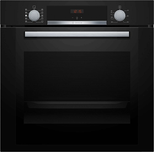 Духовой шкаф с добавлением пара Bosch HRA334YB0 (Serie 4 / 71 л / до 275 °C / Чёрное стекло / Гриль / Телескоп. напр. (x1) / EcoClean Direct / A)-0