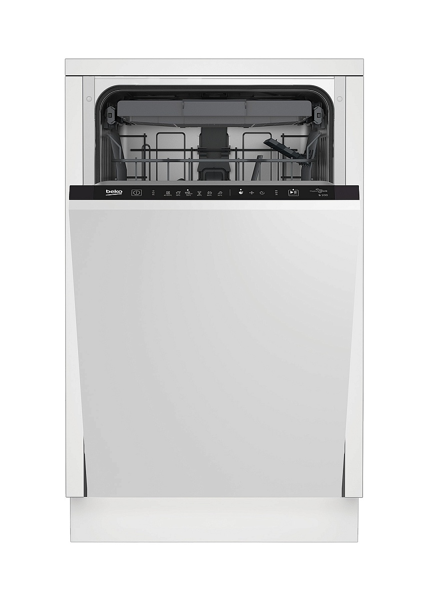 Машина посудомоечная встраиваемая 45 см Beko BDIS35162Q (11 комплектов / 3 полки / расход воды - 8,7 л / Луч на полу / А)