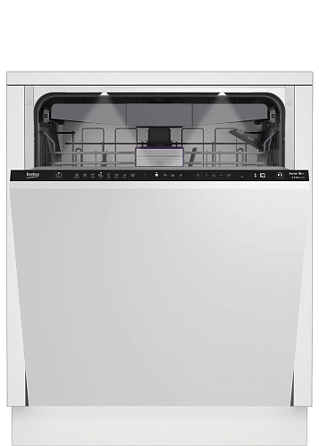 Машина посудомоечная встраиваемая 60 см Beko BDIN38530A (15 комплектов / 3 полки / расход воды - 9,5 л / Луч на полу / Внутренняя подсветка / А+++)