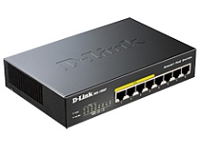 Коммутатор D-LINK DGS-1008P, с 8 портами 10/100/1000 (4 порта с поддержкой PoE + 4 порта без поддерж