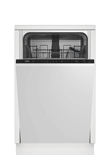 Машина посудомоечная встраиваемая 45 см Beko BDIS16020 (10 комплектов / 2 полки / расход воды - 9,5 л / Луч на полу / А++)