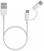 Кабель 2 in 1 Xiaomi USB Type-C/microUSB - USB, 0.3 метра, белый (SJV4083TY)