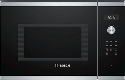 Микроволновая печь встраиваемая Bosch BEL554MS0 (Serie6 / черный/нерж / 25л / ширина - 59,4 см / 900Вт / Autopilot7 / Гриль - 1200 Вт)