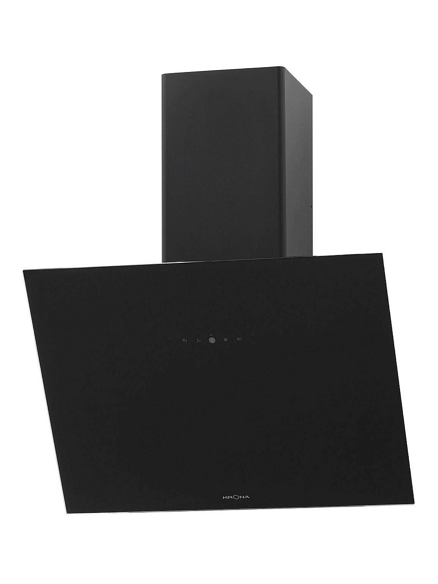Вытяжка наклонная KRONA BELINDA 600 black SGC (850 м³/ч / 62 Вт / LED освещение 2x1 Вт / ширина - 59.6 см / чёрное стекло)