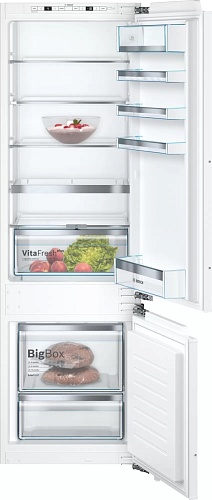 Холодильник встраиваемый Bosch KIS87AFE0 (Serie6 / Объем - 272 л / Высота - 177,2 см / Жесткое крепление фасадов / Low Frost / VitaFresh / FreshSense)