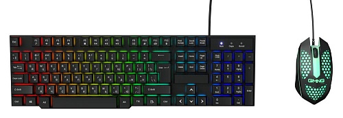 Проводной комплект клавиатура + мышь Oklick 400GMK, подсветка клавиш