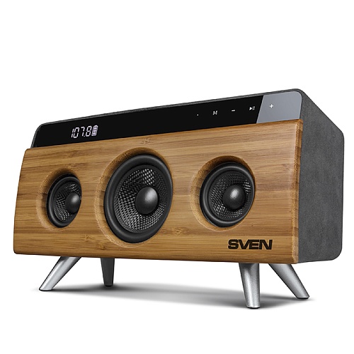 Беспроводная портативная колонка SVEN HA-930 / 30W / USB / FM / Bluetooth / Батарея 2*2200mAh / Бамбук / материал - бамбук