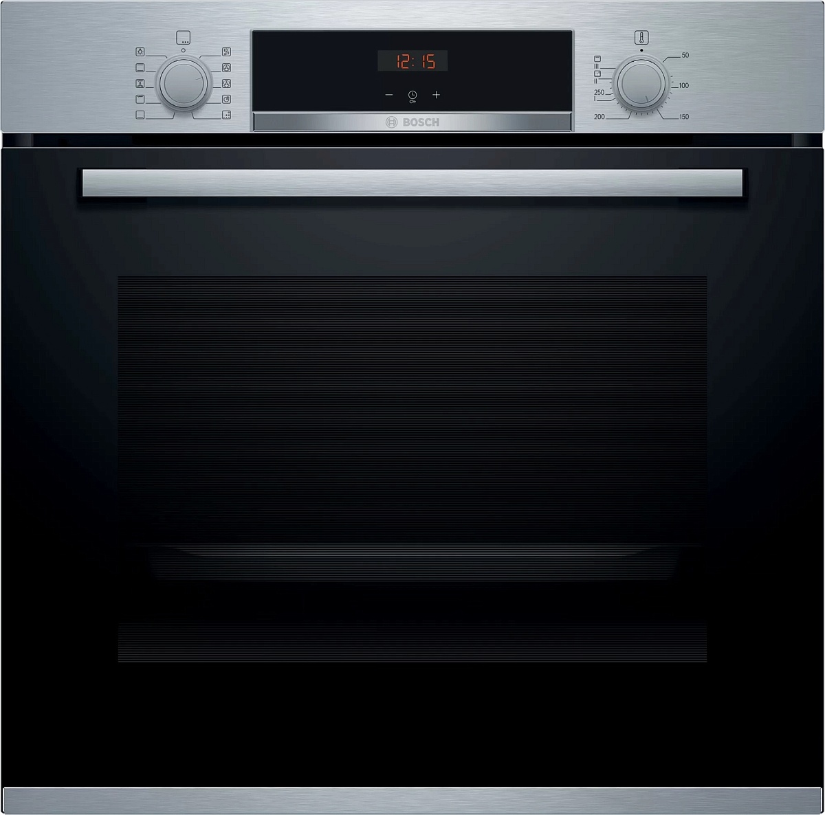 Духовой шкаф Bosch HBA5540S0 (Serie4 / 71 л / до 275 °C / Нерж. сталь + Чёрное стекло / Гриль / Телескоп. напр. (x1) / TelescopeStop / A)