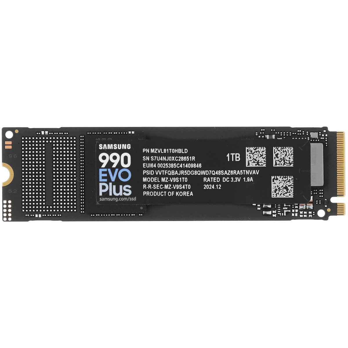 SSD M.2 накопитель 1 ТБ Samsung 990 EVO Plus NVMe PCI-E 5.0 x2, TLC, R7150/W6300 МБ/с, 2280, 600 TBW (MZ-V9S1T0BW)