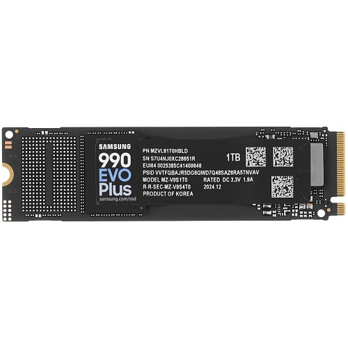 SSD M.2 накопитель 1 ТБ Samsung 990 EVO Plus NVMe PCI-E 5.0 x2, TLC, R7150/W6300 МБ/с, 2280, 600 TBW (MZ-V9S1T0BW)