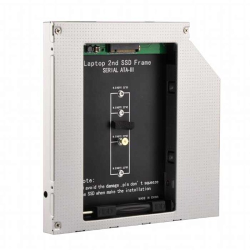 Переходник для hdd/ssd/m.2 Gembird 12,7 mm (optibay, hdd m.2 caddy) SATA/miniSATA (SlimSATA) для подключения SSD M.2
