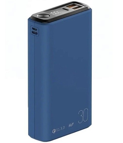 Портативная батарея OLMIO QS-30 (18W PD/QC3.0) 30000mAh, синяя soft-touch