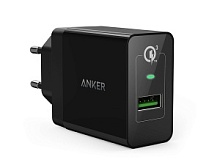 Сетевое зарядное устройство Anker PowerPort+1 A2013 (1 USB/3A/18W/быстрая зарядка QC 3.0/черное)