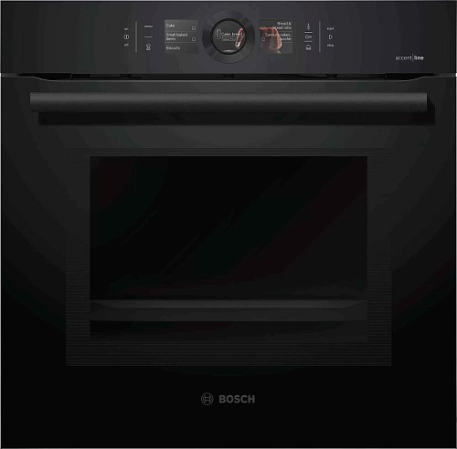 Духовой шкаф с паром и микроволновкой Bosch HNG8764C7 (Serie8 / 67 л / до 300 °C / Чёрное стекло / Гриль / Телескоп. напр. (x1) / Пиролиз / SoftClose)