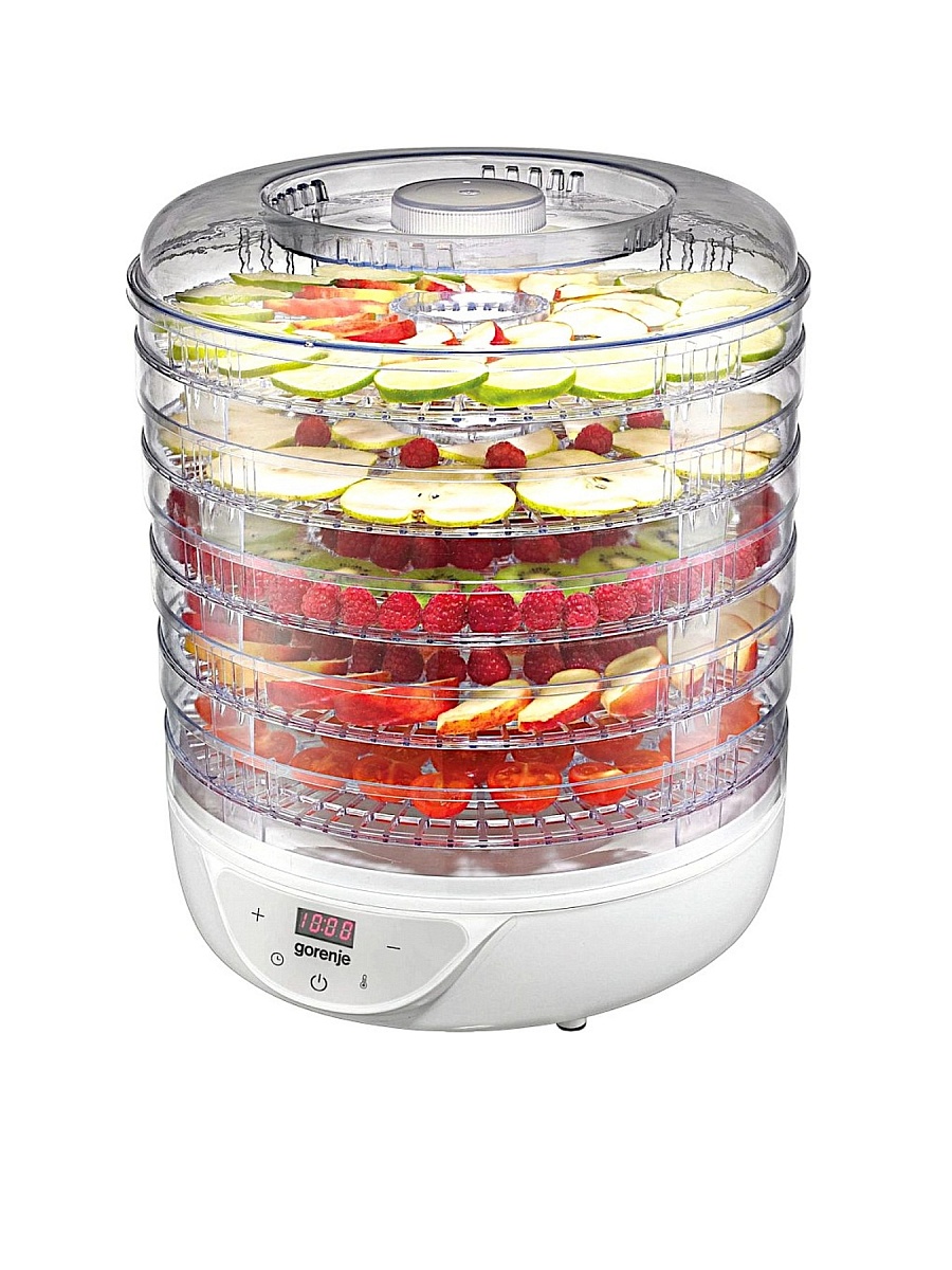 Сушилка для овощей Gorenje FDK24DW (380 Вт, 35-70°C, 5 секций, регулировка температуры, дисплей, таймер)-0