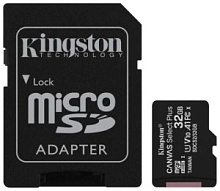 Память micro Secure Digital Card  32Gb class10 Kingston Canvas Select Plus  CL10 UHS-I Card + SD Adapter [SDCS2/32GB]