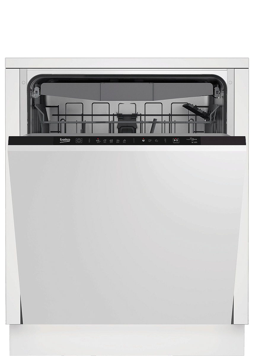 Машина посудомоечная встраиваемая 60 см Beko BDIN15360 (13 комплектов / 3 полки / расход воды - 12,9 л / Луч на полу / А++)