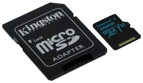 Память micro Secure Digital Card 128Gb  class10 Kingston Canvas Select Plus 100R CL10 UHS-I Card + SD Adapter [SDCS2/128GB]