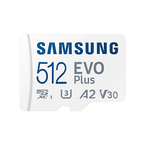 Память micro Secure Digital Card 512Gb Samsung EVO Plus 130 Мбайт/сек Video Class 30, UHS Class 1, A2,  / с адаптером SD [MB-MC512KA/(APC/EU)]