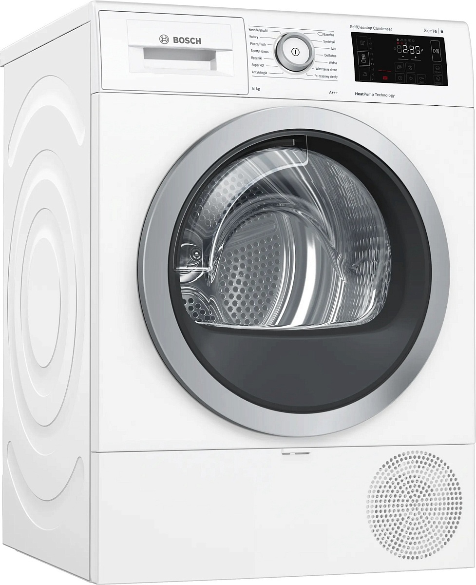 Сушильная машина с тепловым насосом Bosch WTW876S0PL (Serie6 / 61,3см / 8кг / SelfCleaning Condenser / AutoDry / AntiVibration Design)