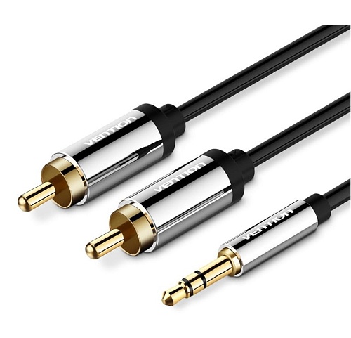 Кабель аудио Vention (3.5mm Jack M - 2RCA M) длина 1.5м. черный