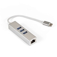 Сетевой адаптер USB ExeGate EXE-77C-45 (USB3.0 Type C --> 3xUSB3.0 + 1xRJ45 UTP 1000Mbps RLT8153)